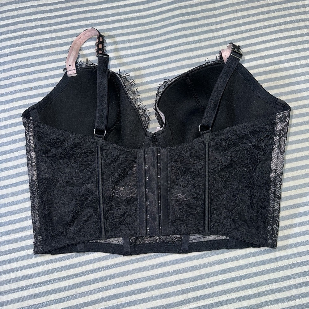 Victoria's Secret DREAM ANGELS Medium DD Black Lace Longline Lined Demi Bra - Picture 2 of 4